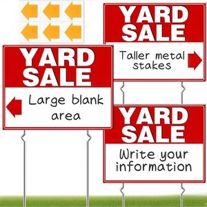 3 Pack Yard Sale Signs with Metal Stakes